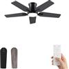 AUTODAY Ventilatore da soffitto 122 cm con LED e telecomando, nero