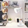 Tutamaz Lampada da scrivania a LED con portapenne, lampada da lettura per bambini, per casa, ufficio, comodino, dormitorio, classe energetica A, colore: bianco