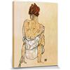1art1 Egon Schiele Poster Stampa Artistica su Tela Donna Seduta di Schiena, 1917 Quadro da Parete sulla Barella | Murale XXL | Immagine 40x30 cm