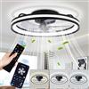 Izrielar Ventilatore da soffitto con luce Ø50cm, telecomando, 6 velocità, 3 colori dimmerabili, modalità estate-inverno, timer