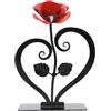 Jwthee Rosa in ferro battuto artigianale, forgiata eterna battuto di ferro battuto rosa artigianale rosa rossa rossa, ornamento di figura di rosa multifunzionale per tavolo e scaffale