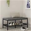HOMCOM Panca scarpiera HOMCOM con cuscino imbottito e ripiano portaoggetti, mobile scarpiera da ingresso per corridoio o camera da letto, 90x41x40 cm, Grigio