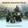 NONE Decorazioni in resina per acquario, roccia con padiglione e ponte, paesaggio ricoperto di muschio, habitat per pesci, gamberetti e koi. Ornamenti funzionali per acquari d'acqua dolce domestici e