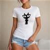 NONE Maglietta da donna con gatto elegante, stile casual e streetwear, maglietta da donna 100% cotone, disegno di gatto con occhiali e fiocco, perfetta per il tempo libero, l'estate, le vacanze, lo