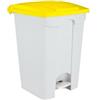 Adatto-M T101456 Pattumiera a pedale in plastica bianca Coperchio Giallo 45 litri (confezione da 3 pezzi)