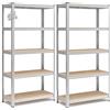 2 Scaffali Metallo 5 Ripiani Regolabili Garage Magazzino 875kg 180x90x40cm Argen