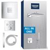 GROHE Precision SmartControl Sistema Doccia da Incasso, Termostato 3 Vie, Soffione Vitalio SmartActive 310 Cube, Manopola Vitalio Joy Cube Stick, Finitura Squadrata, Cromo, 34875000