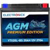 Electronicx YTX20L-BS AGM Batteria Moto 12V 20Ah 270A - Senza manutenzione, sigillata, compatta e potente - per scooter, quad, ATV, moto - starter antivibrazione pronto all'uso