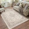 PureCozy Vintage Tappeto Salotto 120x170cm Beige Lavabile in Lavatrice | Tappeto Camera da Letto,Grandi Tappeti Ufficio,Carpet,Pelo Corto,Antiscivolo,Rug