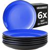 MIAMIO - Set 6 piatti piani in ceramica (26 cm) - Le Papillon (Blu)
