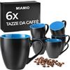 MIAMIO - Set da 6 tazze da caffè in ceramica (350 ml) - Le Papillon (Blu) | Grande tazza da caffè in ceramica, set per caffè, cappuccino e tè, tazze in gres, set da 6, lavabili in lavastoviglie