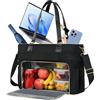 Aolso Lunch Tote Bag da donna 2 in 1, 15,6 Pollici Borsa per il Pranzo Isolata, Borsa per Computer Portatile con Scomparto per il Pranzo, Borsas Termica per Lavoro, Ufficio e Università, Nero
