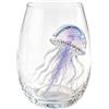 Generic Bicchieri artigianali a forma di polpo con anelli blu, calici da vino senza stelo con polpi 3D, bicchieri da bar in vetro con animali marini fatti a mano, decorazione per la casa costiera, regalo per