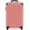 NoBoringSuitcases.com bagaglio a mano, trolley, valigia da 10 kg, rigida, leggera, valigie da viaggio per cabina, aereo con 4 ruote girevoli manico estensibile robusto 55x40x20 cm Punti su sfondo rosa