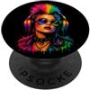 Jeff Hobrath Punk Rock Donna Arcobaleno Mohawk Cuffie Music Art PopSockets PopGrip Adesivo