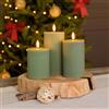 Lotti Importex Set 3 Candela 3DF a Coste RIBBED h10/12,5/15cm VERDE - Lotti Importex