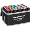 Tongfushop Pennarelli, Marcatore 204 Colori Doppia Punta, Pantoni Pennarelli ad Alcool Professionali con Borsa e Distanziatore, Adatti per Sketch, Colorare, Illustrazioni, Disegnare, Anime