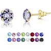 DTPsilver Orecchini Pietre Colorate - Punti Luce Orecchini Argento 925 Placcati Oro con Cristalli Austriaco Lavanda 6 mm - Orecchini Brillantini - Orecchini Colorati - Orecchini Punto Luce Oro Giallo