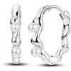 NARMO 925 Sterling Silver Hoop Orecchini per le donne piccoli cerchi di perle liquide orecchini per le ragazze