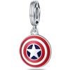 The Charmery Charm in argento 925 a forma di scudo di Capitan d'America, compatibile con braccialetti Pandora, Trollbeads, Chamilia, Biagi e molti altri braccialetti con ciondoli del Regno Unito.