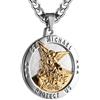 HZMAN Saint Michael Necklace for Men Stainless Steel Retro Archangel Round Medal Pendant Necklace Jewelry Gift
