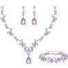 Clearine Set di gioielli da sposa per donne, spose e damigelle d'onore, marquise, strass, cristalli, fiori, foglie, grappolo, collana a Y, orecchini pendenti e bracciale, set per feste di ballo di