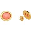 WORLD WIDE GEMS Orecchini a bottone in corallo rosa naturale di rara qualità in argento sterling 925 placcato oro | orecchini a bottone ovali, stile minimalista per donna | WW_VSTD_0495