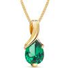 MIORE Ciondolo Oro Giallo 9KT con catena Argento 925 placcata oro 18kt Girocollo Donna con Smeraldo verde a goccia 45 cm, gioiello anallergico confezionato in un elegante astuccio portagioie