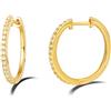 FANCIME Orecchini a Cerchio Media in Argento Sterling 925 Placcato Oro Giallo con Zirconia Cubica Gioielli per Donna Ragazze - Diametro: 20 mm
