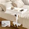 Nastopee Vassoio da comodino regolabile in altezza con barra in metallo, bianco, 35x20 cm, ideale per letti a castello, camere studentesche e piccoli appartamenti. Robusto vassoio organizer da letto