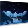My Village SFONDO POSTER PAESAGGIO DI MONTAGNA ILLUMINATO DI NOTTE CON FIBRE OTTICHE 76X56CM MYVILLAGE MYCL02 PRESEPE