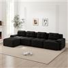 Yihomfy Divano componibile compresso a 4 posti con pouf, 382 cm Divano ad angolo nudo senza ossatura, morbido velluto a coste, seduta profonda, convertibile e liberamente combinabile, senza montaggio