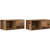 Mhdvray Set di 2 mobili per TV sospesi, effetto legno anticato, 60 x 31 x 25,5 cm, mensola da parete in legno per soggiorno, mobile TV sospeso con cassetto e scomparto