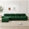 Yihomfy Divano componibile compresso, 4 posti con pouf, 382 cm, divano ad angolo nudo, senza ossatura, morbido velluto a coste, seduta profonda, convertibile e liberamente combinabile, senza montaggio
