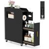 RELAX4LIFE Mobile da Bagno Stretto Salvaspazio con Rotelle (Nero) | Carrellino Organizzatore Mobiletto Bagno, Cassetto Estraibile, Porta Carta Igienica, per Spazi Ridotti, 16 x 50 x 69 cm