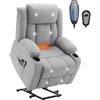 LEADZM Poltrona sollevatore elettrica, Poltrona Relax elettrica, con funzione massaggio e calore, inclinazione regolabile, poltrona rilassante con poggiapiedi,telecomandi