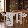 DazzlerE Tavolo da cucina con sedie, rovere scuro + 4 sgabelli alti bianchi