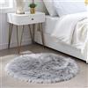 HEQUN Tappeto in pelle di pecora, effetto pelliccia di agnello, effetto pelliccia, 60 x 60 cm, colore: grigio