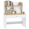 AIYAPLAY Scrivania per Bambini con Ripiani, Cassetto, Tavolo per Bambini 3-8 Anni, Banco Scuola Scrittoio per Ragazzi in Legno per Cameretta, Sala Studio, Studiare, Leggere e Disegnare, Bianco