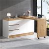 Rosebibi Scrivania con ruote e piano girevole (4 cm) - bianco/rovere