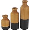 Deco 79 Vaso in legno con basi nere, set da 3 pezzi, 25,4 cm, 20,3 cm, 12,7 cm H, marrone