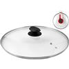 Home Coperchio con Bordo in Acciaio Inox, Plastica/Vetro, Trasparente/Nero, 38 cm