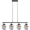 Briloner Leuchten Lampada a sospensione, 4 paralumi, lampadadario retrò/vintage, acciaio nero, 4x E27, max. 60 Watt, nero, 1110x210x1300 mm (lunghezza x larghezza x H)