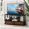Furinno Jaya - Supporto TV senza attrezzi per TV fino a 55 pollici, 4 ripiani, nero, console TV con 2 contenitori, per soggiorno, camera da letto, casa, ufficio, nero espresso