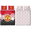 Manchester United Set copripiumino matrimoniale ufficiale FC con stemma | copripiumino reversibile rosso su 2 lati, prodotto ufficiale con federe coordinate
