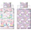 Character World Peppa Pig, set copripiumino per letto singolo, reversibile, double-face, rosa e lilla, con federa coordinata