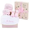 BebeDeParis Regalo Neonato Maschio Femmina con Set in Cotone e Bavaglino Ricamato | Cestino Ideale come Regalo Morbido e Unico | Cesta Personalizzata (Rosa) | BebeDeParis