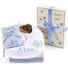 BebeDeParis Regalo Neonato Maschio Femmina con Bavaglino Ricamato | Custodia per Succhietto e Accessori | Cestino Ideale per un Regalo Completo | Cesta Personalizzata (Blu) | BebeDeParis