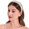 ZLYC Fasce per capelli in seta di gelso, da donna, senza denti, anti-mal di testa, antiscivolo, per la cura della pelle, trucco, uso quotidiano, a pois, bianco