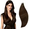 RUNATURE Extension Biadesive Capelli Veri 60cm Lunghi 20pcs 50g Marrone #4 | Extension Adesive Invisibile，Dritto,Lisci,Effetto Naturale